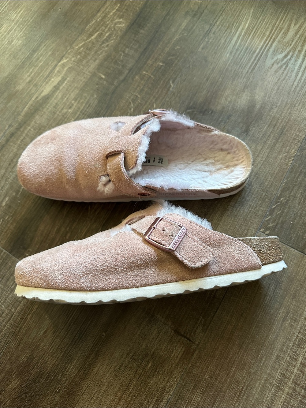 Birkenstock Women's Pink Suede Faux-Shearling Clog Mule